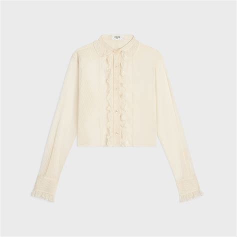 celine romy small|ROMY CROPPED SHIRT IN LACE AND COTTON .